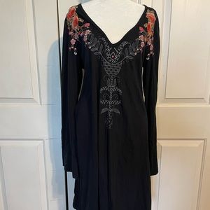 Black Embroidered Midi Dress